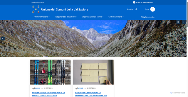 Security scan screenshot of https://www.unionevalsaviore.bs.it/