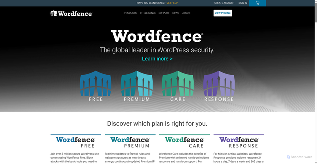 Security scan screenshot of https://www.wordfence.com