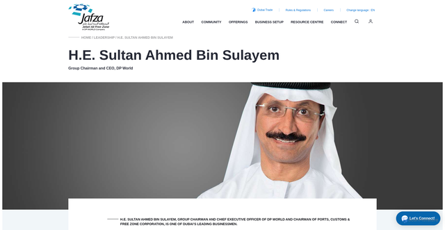 Security scan screenshot of https://www.jafza.ae/about/leadership/sultan-ahmed-bin-sulayem/