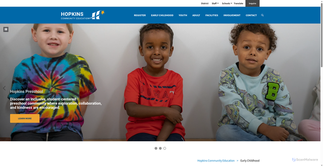 Security scan screenshot of https://communityed.hopkinsschools.org/early-childhood
