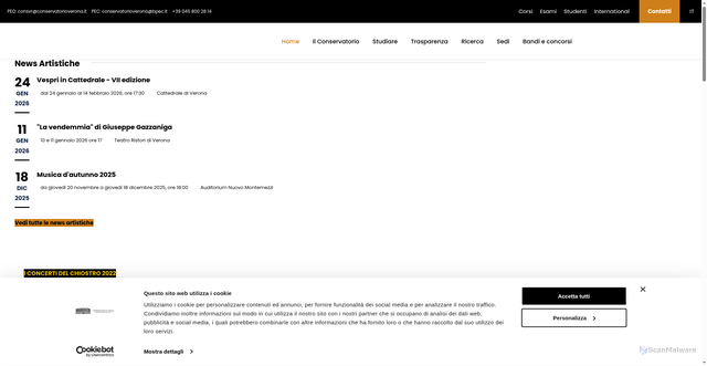 Security scan screenshot of https://www.conservatorioverona.it/