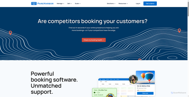 Security scan screenshot of https://marketing.fareharbor.com