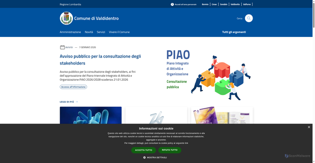 Security scan screenshot of https://www.comune.valdidentro.so.it/it