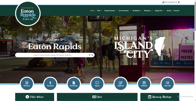 Security scan screenshot of https://www.cityofeatonrapids.gov/