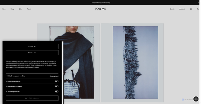 Security scan screenshot of https://toteme.com/