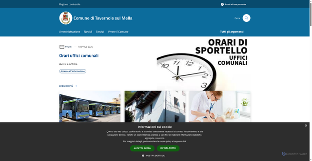 Security scan screenshot of https://www.comune.tavernolesulmella.bs.it