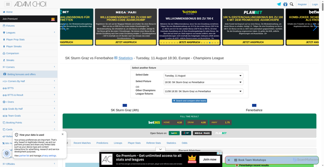 Security scan screenshot of https://www.adamchoi.co.uk/fixture/19766297/europe-champions-league-sk-sturm-graz-vs-fenerbahce