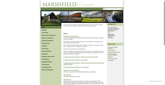 Security scan screenshot of https://marshfieldvt.gov/