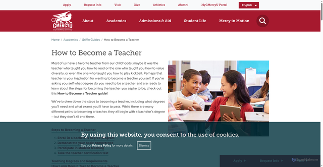 Security scan screenshot of https://www.gmercyu.edu/academics/learn/how-to-become-a-teacher