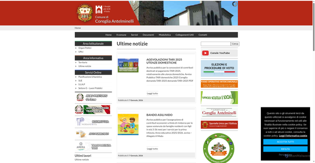 Security scan screenshot of https://comune.coreglia.lu.it/