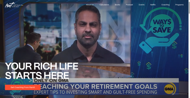 Security scan screenshot of https://iwillteachyoutoberich.com