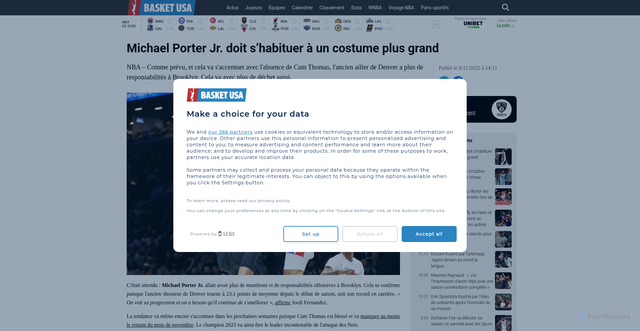 Security scan screenshot of https://www.basketusa.com/news/785935/michael-porter-jr-doit-shabituer-a-un-costume-plus-grand/