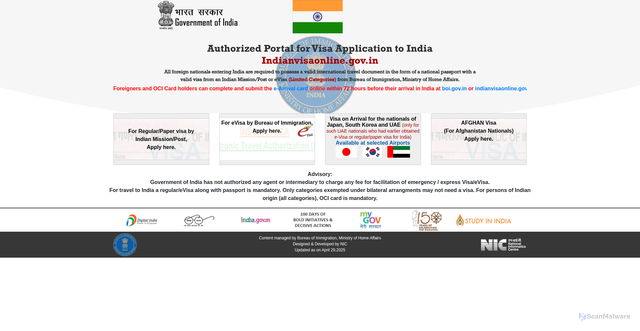 Security scan screenshot of https://indianvisaonline.gov.in