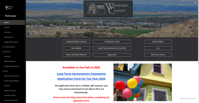 Security scan screenshot of https://www.washakiecountywy.gov/