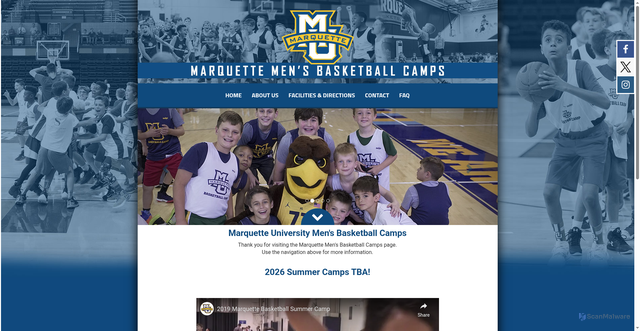 Security scan screenshot of https://www.marquettebasketballcamps.com/