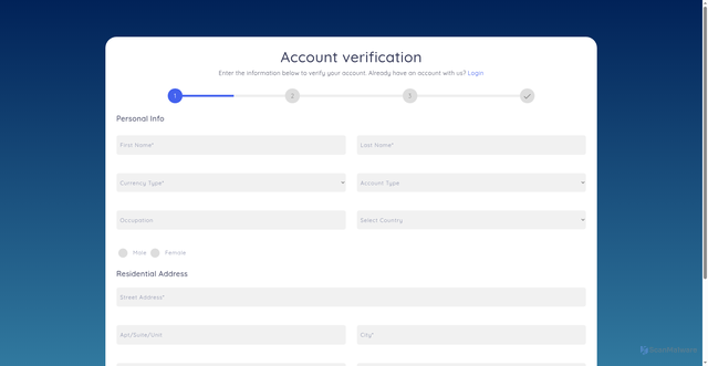 Security scan screenshot of https://ebank.milestonecapital.info/signup/verify-registration.php