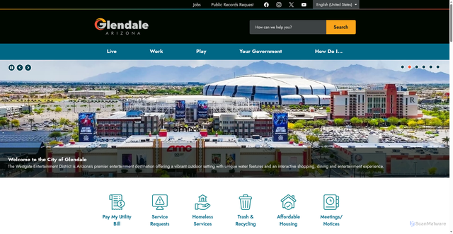 Security scan screenshot of https://www.glendaleaz.gov/