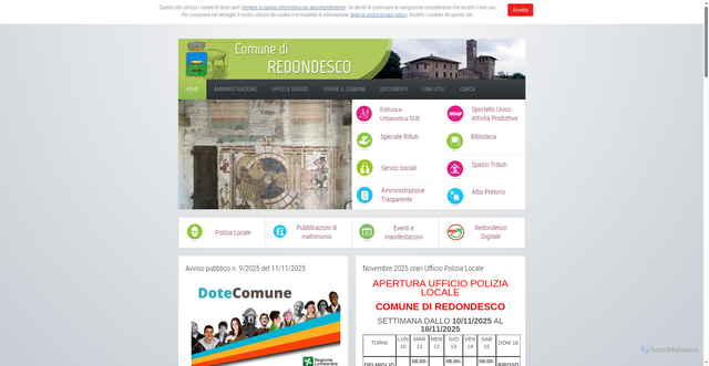 Security scan screenshot of https://www.comune.redondesco.mn.it/