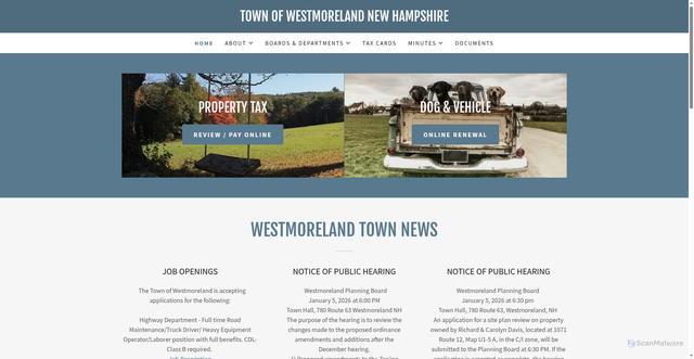 Security scan screenshot of https://westmorelandnh.gov/