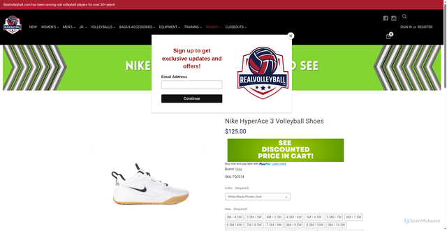 Security scan screenshot of https://www.realvolleyball.com/nike-hyperace-3-volleyball/