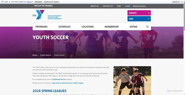 Security scan screenshot of https://www.ymcatriangle.org/programs/sports/youth-soccer