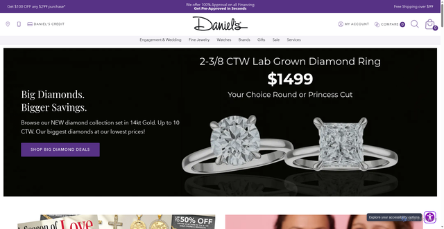 Security scan screenshot of https://danielsjewelers.com