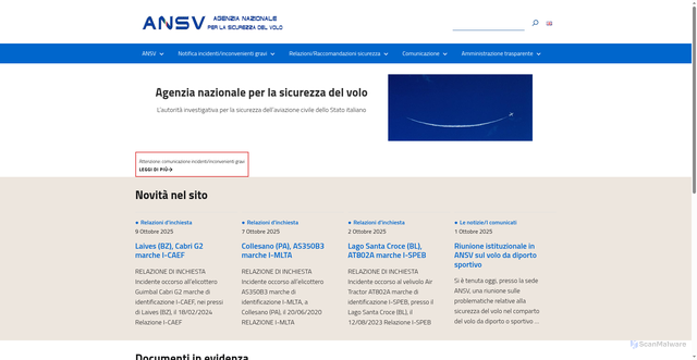 Security scan screenshot of https://ansv.it/