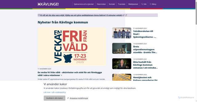 Security scan screenshot of https://www.kavlinge.se/