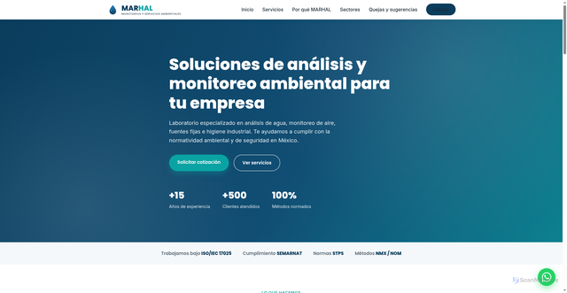 Security scan screenshot of https://marhal.com.mx/