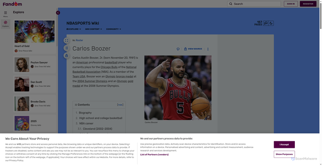 Security scan screenshot of https://nbasports.fandom.com/wiki/Carlos_Boozer