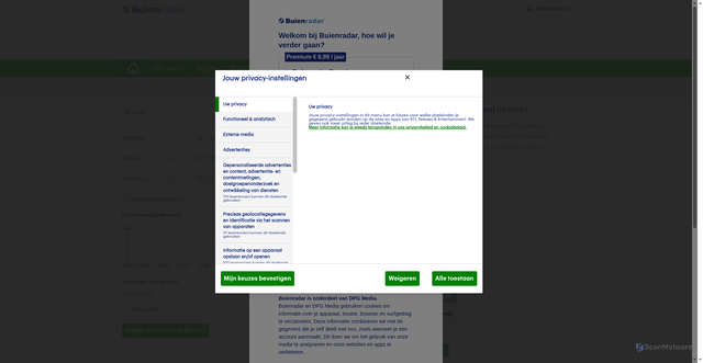 Security scan screenshot of https://buienradar.be