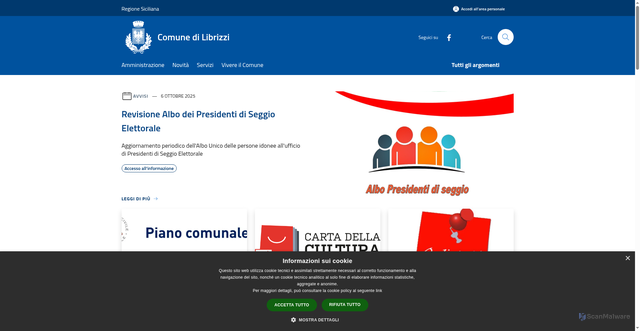 Security scan screenshot of https://www.comune.librizzi.me.it/it