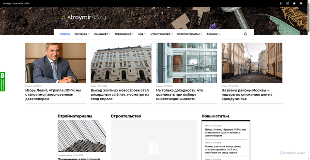 Security scan screenshot of https://stroymir43.ru