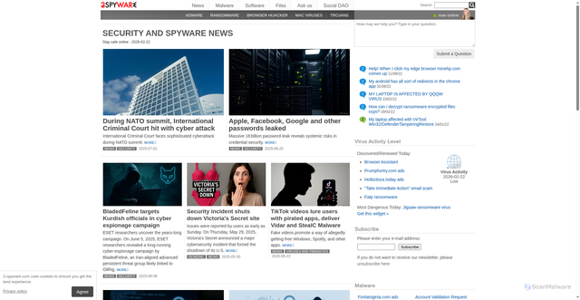 Security scan screenshot of https://2-spyware.com