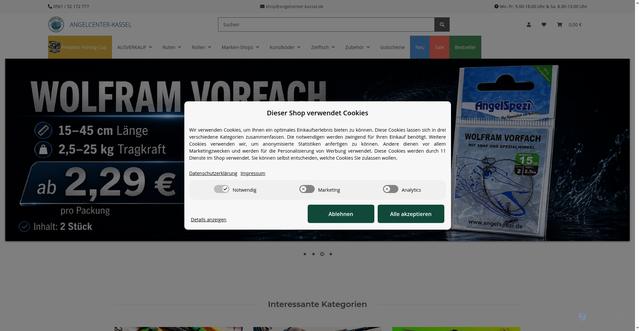 Security scan screenshot of https://www.angelcenter-kassel.de