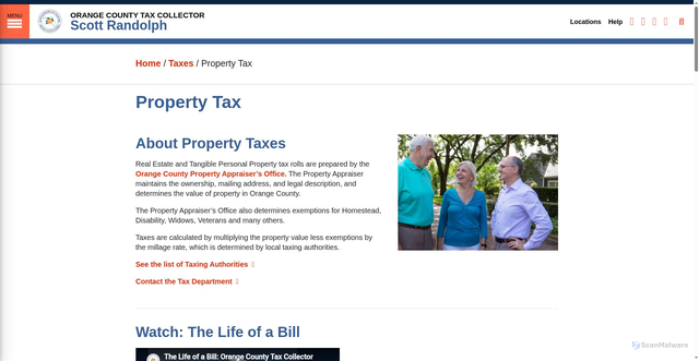 Security scan screenshot of https://www.octaxcol.com/taxes/about-property-tax/