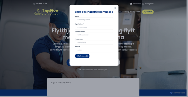 Security scan screenshot of https://xn--flytthjlpnacka-cib.se