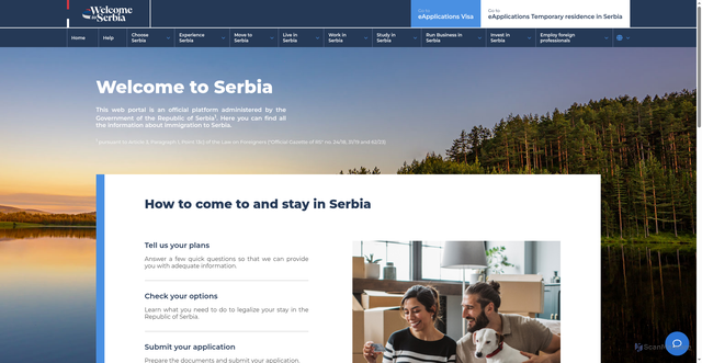 Security scan screenshot of http://welcometoserbia.gov.rs/home
