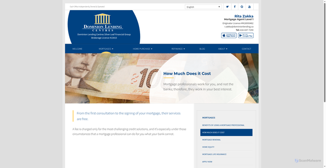 Security scan screenshot of https://ritazakka.com/mortgages/mortgage-professional-cost/
