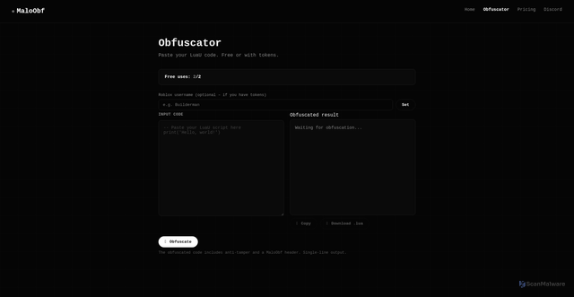 Security scan screenshot of https://maloo.pages.dev/obf_u