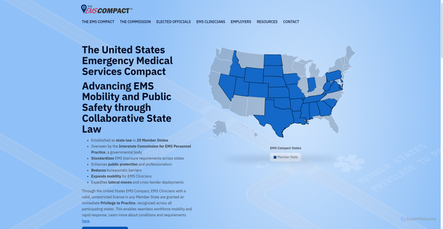 Security scan screenshot of https://emscompact.gov/