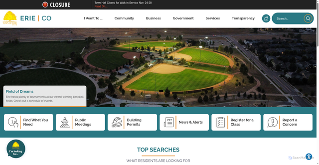 Security scan screenshot of https://erieco.gov/