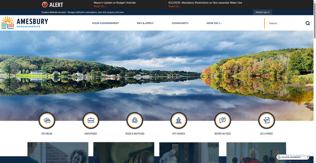 Security scan screenshot of https://www.amesburyma.gov/