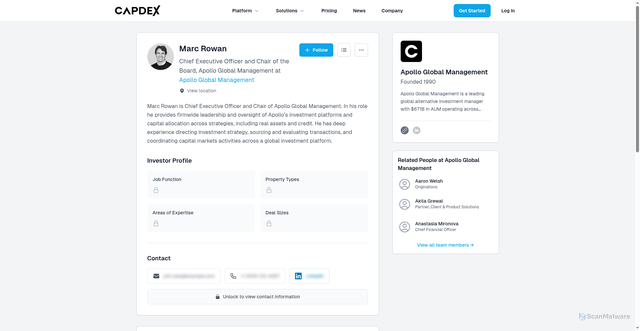 Security scan screenshot of https://capdex.com/people/marc-rowan