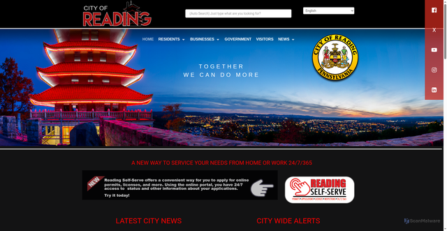 Security scan screenshot of https://readingpa.gov/