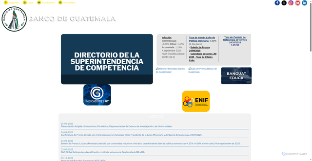 Security scan screenshot of https://banguat.gob.gt/