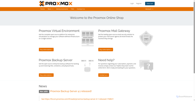 Security scan screenshot of https://shop.proxmox.com/