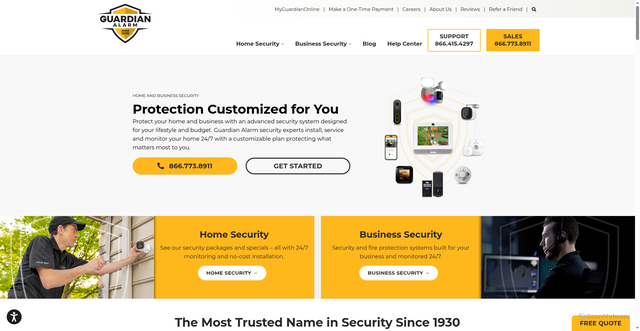 Security scan screenshot of https://guardianalarm.com/
