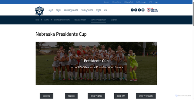 Security scan screenshot of https://www.nebraskastatesoccer.org/nebraska-presidents-cup/