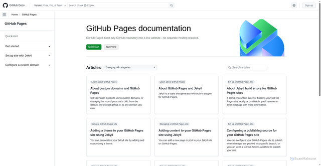 Security scan screenshot of https://github.io/